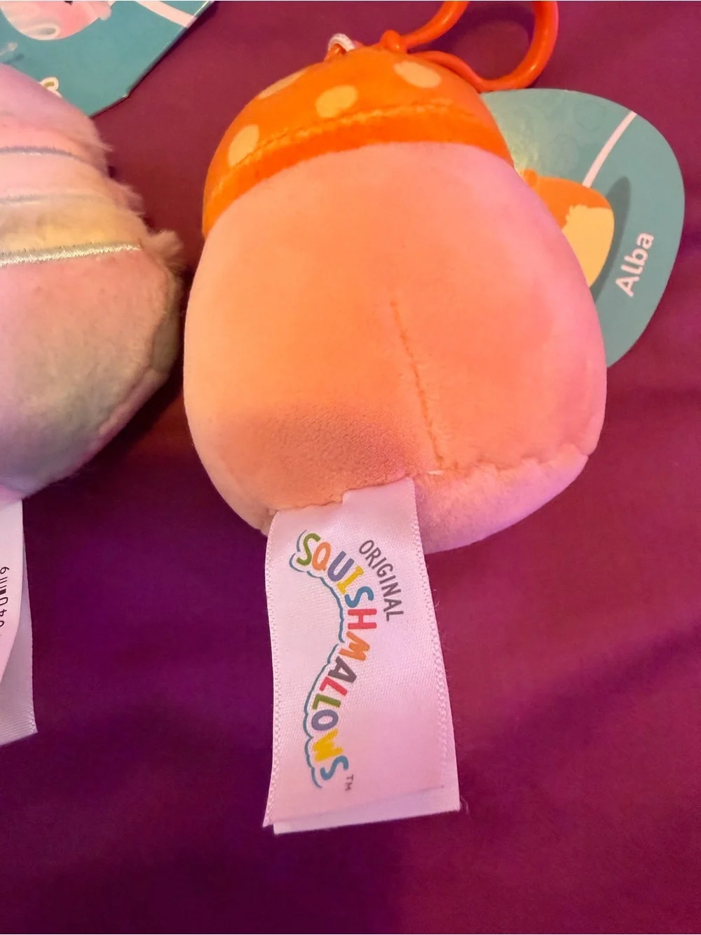 Squishmallows Mini Clip Trio - Pink, Pastel Rainbow, Orange